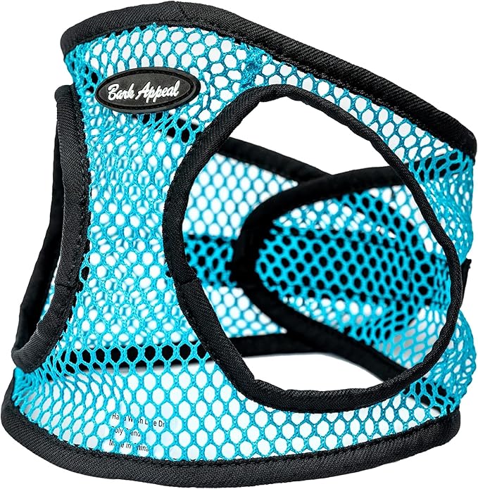 Bark Appeal Teal Netted Step-in Dog Harness for Small to Medium Sized Pets – Updated Sizing, Remeasuring is Essential – Soft Netted Mesh – Anti-Choke with Adjustable Strap & Heavy Duty Clip – M