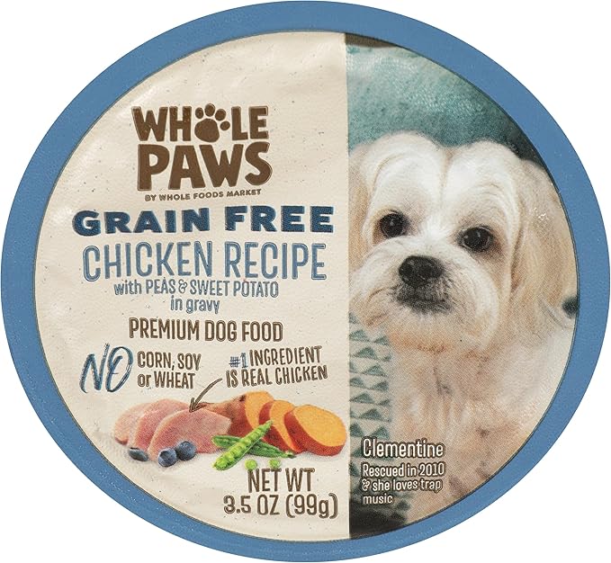 Whole Paws, Wet Dog Food Chicken Recipe with Peas & Sweet Potatoes in Gravy, 3.5 Ounce