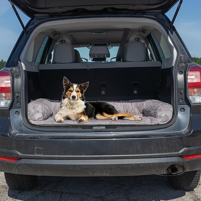 PETMAKER Couch Cover for Dogs Washable - 45x45in Plush Dog Couch Cover Protector for Large Pets - Washable Pet Furniture Protector with Foam Bolster and Non-Slip Bottom - Puppy Essentials (Gray)