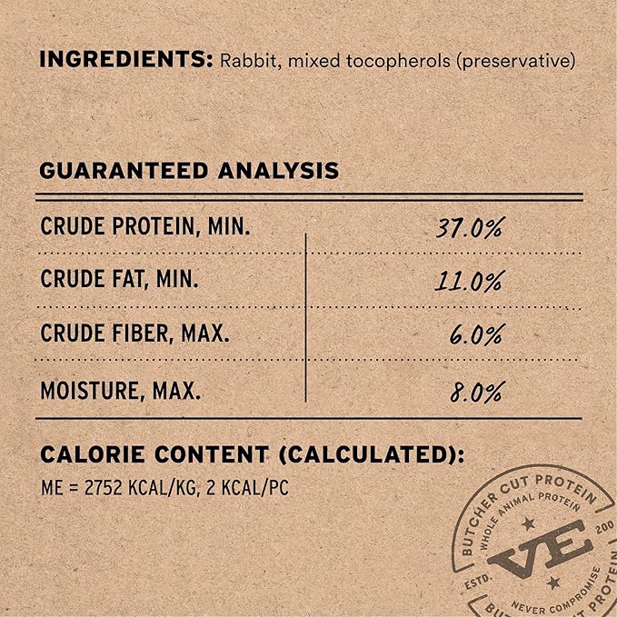 Vital Essentials Freeze Dried Cat Treats | Rabbit Bites, Single Protein | Premium Quality | Grain Free, Crunchy Cat Treats, 0.9 oz Bag