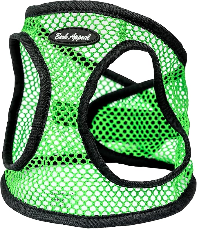 Bark Appeal Green Netted Step-in Dog Harness for Medium to Large Pets – Updated Sizing, Remeasuring is Essential – Soft Netted Mesh – Anti-Choke with Adjustable Strap & Heavy Duty Clip – L