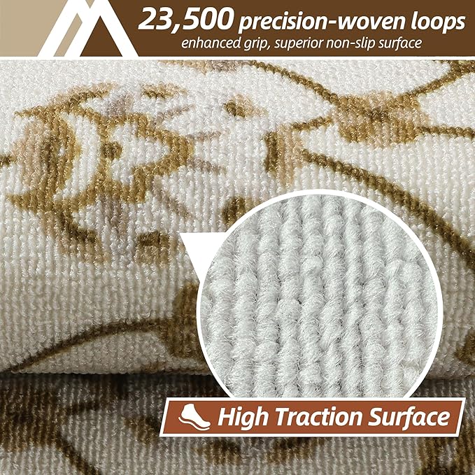 COSY HOMEER-Stair-Treads-for-Wooden-Steps Washable Indoor Stair Treads Non Slip 8" X 30" Soft Stair Carpet Treads Reusable Peel and Stick Stair Runner Rug for Kids, Elders and Pets 4pcs
