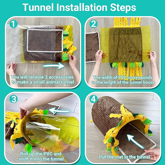 Guinea Pig Hideout - Fleece Tunnel House Cage Accessories for Rat Hamster Hedgehog Chinchilla Small Animal - Playing Sleeping Hunting Resting Washable Tube Bedding Habitats