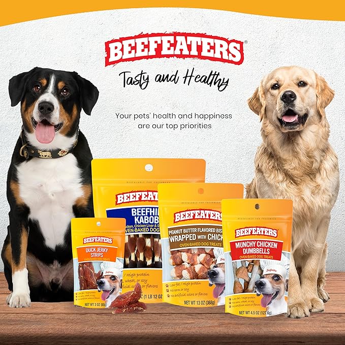 Beefeaters Duck Jerky Strips for Dogs 3oz (Pack of 6), Oven-Baked High Protein Dog Treats Duck Jerky - Low Fat Grain-Free Dog Snacks - No Corn, Wheat or Soy - Chewy Jerky Treats for Training & Rewards
