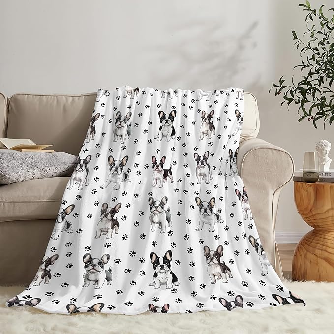 Boston Terrier Throw Blanket French Bulldog Frenchie Puppy Stuff Gifts for Dog Lover Kids Girls Boys Adults Women Men Soft Cozy Warm Plush Fluffy Fuzzy Fleece Blanket Decor 40''X50''