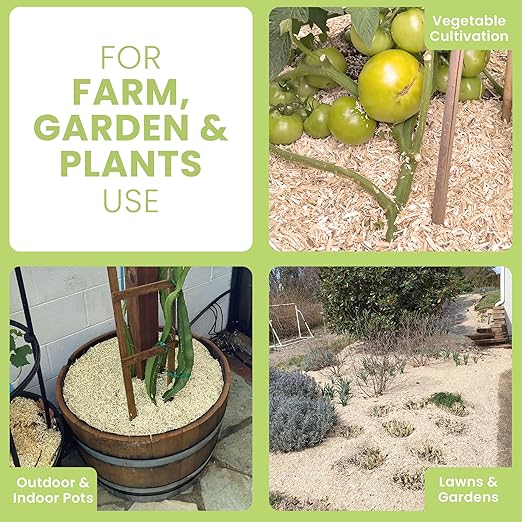 Garden Bed Organic Soil Conditioner - Hemp HURD Garden Mulch - Eco Friendly Potting Soil Aid - Moisture Retaining - Weed Suppressor - Perfect for Flowers & Vegetables - Grown in The US - 5 lbs.