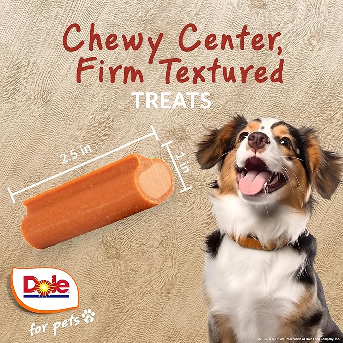 Dole for Pets Pup-kin Spice Dog Chews, Fall Pumpkin Flavored Dog Treats with Real Fruit Flavor, No Artificial Colors Flavors or Preservatives, No Wheat Corn Soy, 7.5 Oz Bag