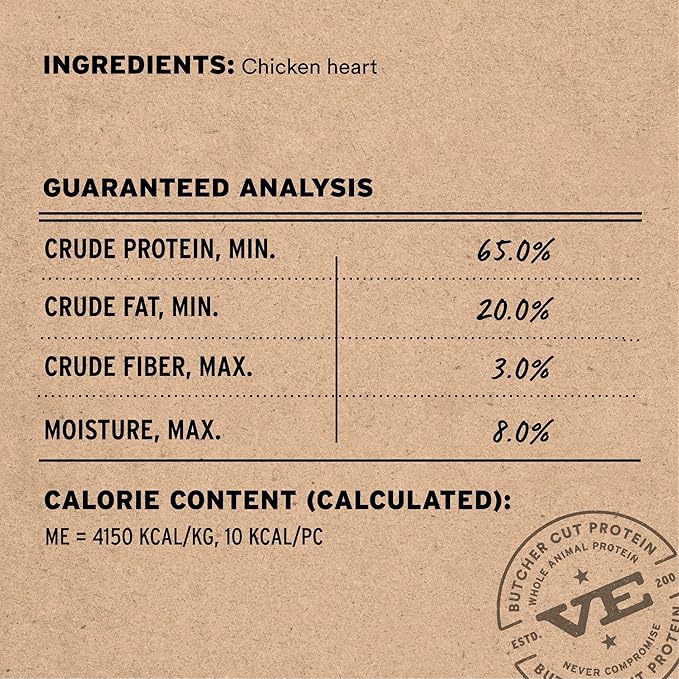 Vital Essentials Freeze Dried Raw Chicken Hearts Dog Treats | Single Ingredient | Premium Quality | Grain Free Treats for Dogs, 1.9 oz Bag
