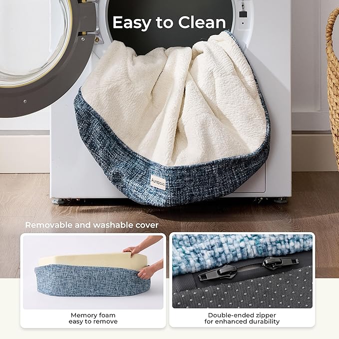 Cooling Orthopedic Dog Bed Medium Size Dog, High-Resilience Memory Foam Support, All-Season Comfort Pet Bed with 3 Washable Removable Cover & Waterproof Liner, Never Sag Dog Couch with Bone Toy