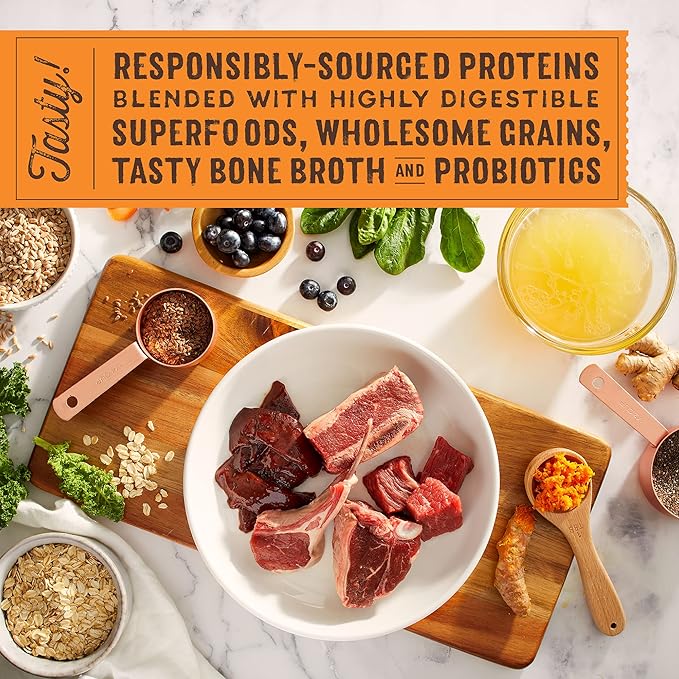 Stella & Chewy's SuperBlends Raw Blend Wholesome Grains Grass-Fed Beef, Beef Liver & Lamb Recipe with Superfoods, 3.25 lb. Bag