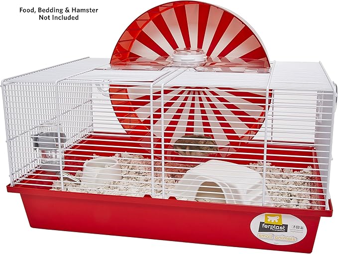 Ferplast "Coney Island Theme Modular Hamster Cage Featuring XXL 11.75-Inch Diameter Exercise Wheel, Includes All Accessories, 19.7L x 13.8W x 9.8H Inches,