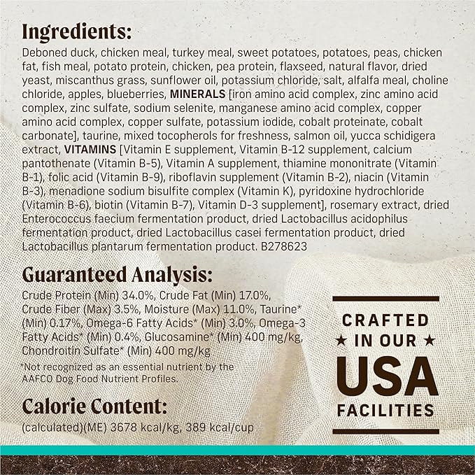 Merrick Premium Grain Free Dry Adult Dog Food, Wholesome and Natural Kibble with Real Duck and Sweet Potato - 4.0 lb. Bag