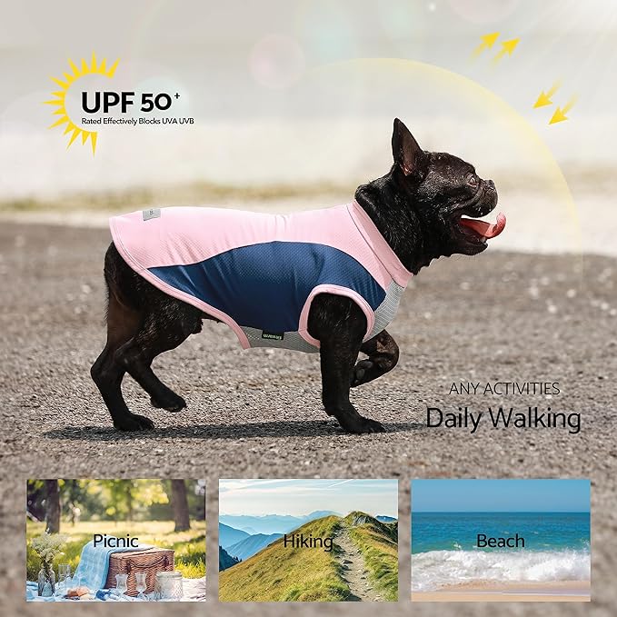 Fitwarm 2 Pack UPF 50+ UV Sun Protection Dog Shirt, Lightweight Breathable Cooling Vest, Quick Dry Dog Summer Clothes for Small Dogs Boy Girl, Reflective Label Pet Cat Outfit, Pink, Small