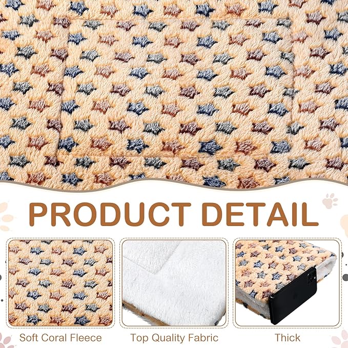 Tuanse 4 Pack Guinea Pig Bed Mat Bedding Rabbit Winter Bed Pad for Indoor Warm Small Animal Mattres Fleece Sleeping Pad for Hedgehogs Bunny Ferrets Hamster(Little Star,13 x 19 Inch)