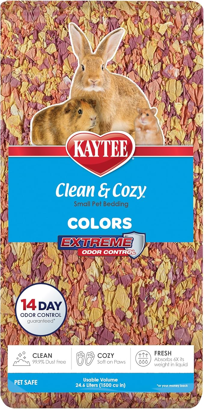 Kaytee Clean & Cozy Colors, Small Animal Bedding with Extreme Odor Control, Sunset, 24.6 Liters