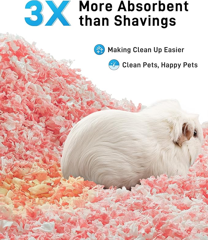 BUCATSTATE Hamster Bedding 70L, 99% Dust-Free Guinea Pig Bedding Odor Control Paper Bedding, Cozy Small Animal Bedding for Rabbit Rat Syrian Dwarf Hamsters Gerbils (Pink)
