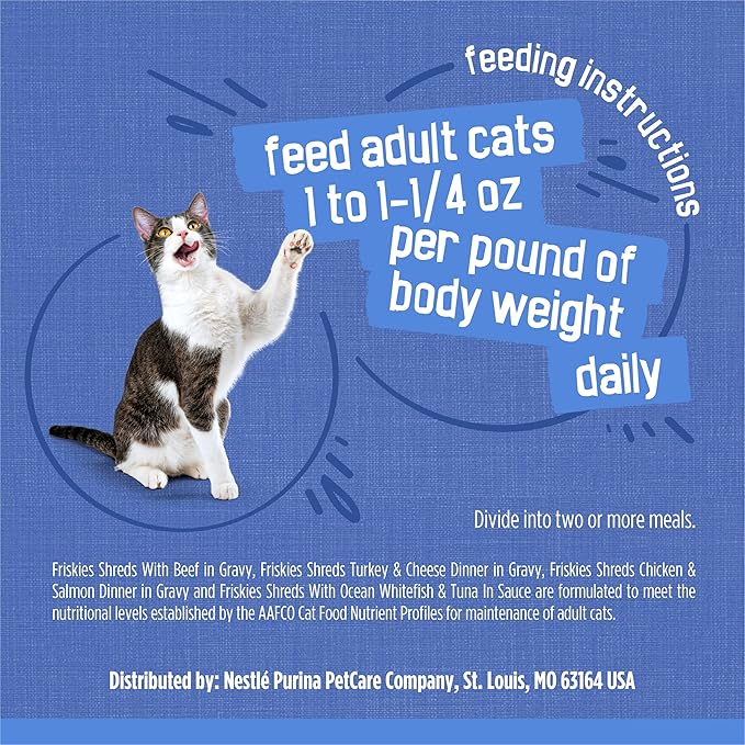 Friskies Purina Gravy Wet Cat Food Variety Pack,Savory Shreds with Beef,Turkey and Cheese Dinner,Chicken and Salmon Dinner,with Ocean Whitefish-and Tuna - 5.5 oz. Cans,(Pack of 64)