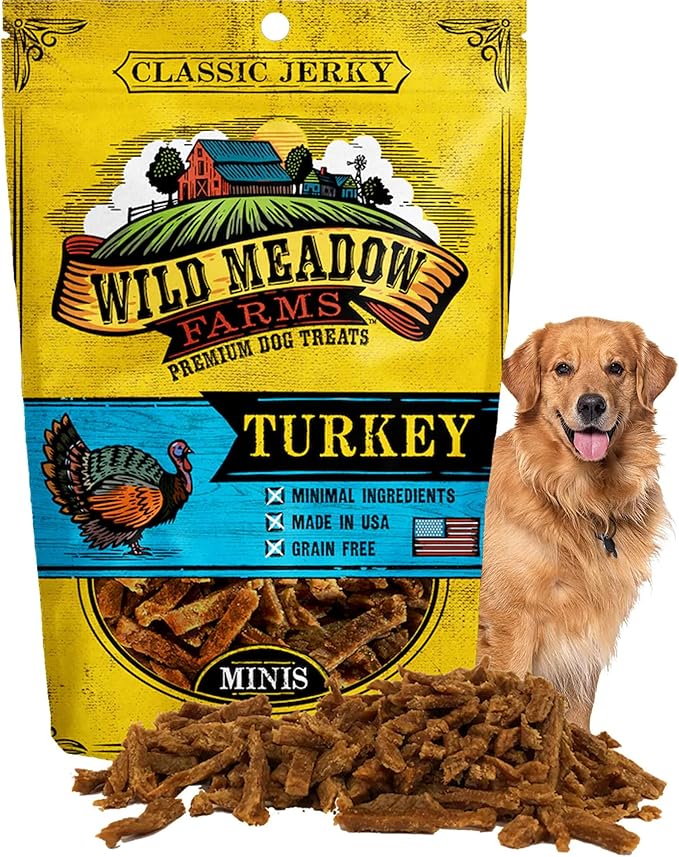 Wild Meadow Farms - Classic Turkey Minis, Soft Jerky Training Treats for Dogs, Grain Free, All Natural & Perfectly Sized for Training & Rewards, 3.5oz