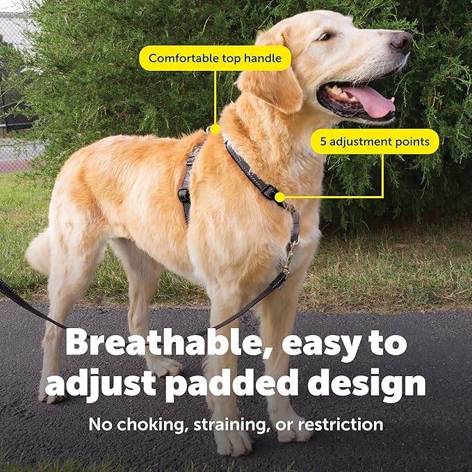 PetSafe 3 in 1 No-Pull Dog Harness for Large Dogs - Walk, Train or Travel - Helps Pets from Pulling on Walks - Seatbelt Loop Doubles as Quick Access Handle - Reflective - Large, Black
