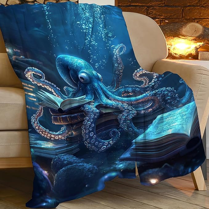 Octopus Throw Blanket Ocean Octopus Stuff Gifts for Kids Girls Boys Adults Women Man Soft Cozy Warm Plush Fluffy Fuzzy Fleece Blanket Decor 40''X50''