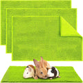Amylove 4 Pcs Guinea Pig Cage Liner Washable Fleece Pee Pads Pet Dog Cat Bedding Training Mat for Small Animal Guinea Pig Puppy Bunny Hamster(16 x 24 Inch,Rectangular,Green)