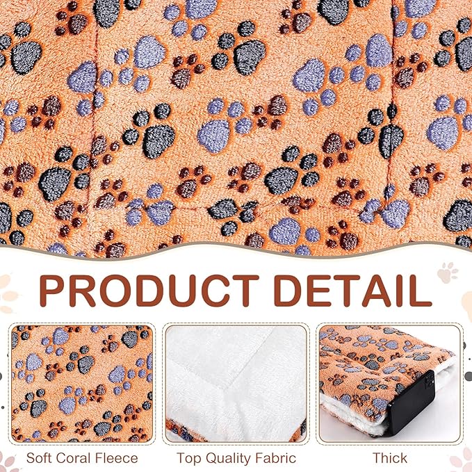 Tuanse 4 Pack Ultra Soft Dog Cat Bed Mat Small Animal Guinea Pig Bed with Cute Print Reversible Fleece Dog Crate Kennel Pad Cozy Washable Thickened Hamster Pet Beds Mat(21 x 14 Inches,Vivid Color)