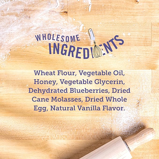 Three Dog Bakery Blueberry Pancake Bites, Treats with Real Blueberries & Vanilla, Mess-Free Snacks & Training Cookies for Dogs & Puppies, Human-Inspired