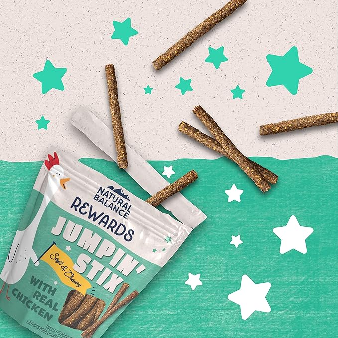 Natural Balance Limited Ingredient Rewards Jumpin' Stix, Grain-Free Dog Treats for Adult Dogs of All Breeds, Chicken Recipe, 10 Ounce (Pack of 1)