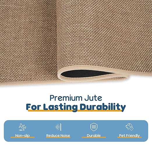 GOYLSER Peel and Sticker Jute Stair Treads Non Slip for Wooden Steps Indoor, 15 Pack Rubber Backed Stair Pads Rug, Removable Khaki Adhesive Staircase Mat Step Cover