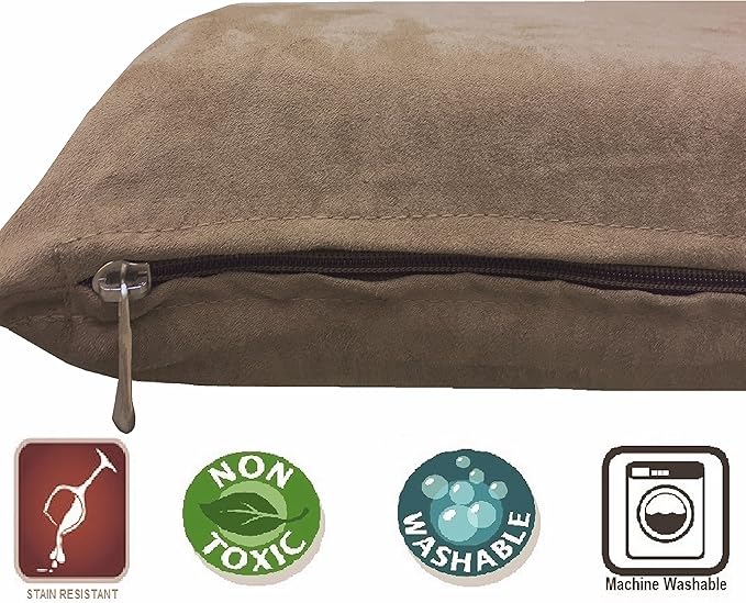 Dogbed4less Gel Cooling Memory Foam Dog Bed for Small to Medium Large Pet with Waterproof Internal Cover, Microsuede Brown External Cover 34X27X3 Inches