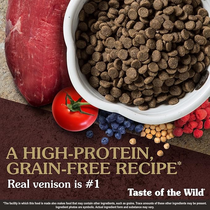 Taste of the Wild Grain Free High Protein Real Meat Recipe Pine Forest Premium Dry Dog Food, Venison, 14 pounds