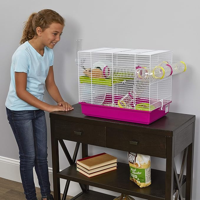 Ferplast Laura Small Hamster Cage | Fun & Interactive Cage Measures 18.11L x 11.61W x 14.8H & Includes All Accessories