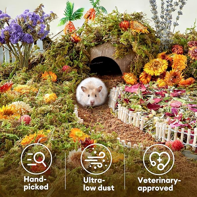 BUCATSTATE 5L Natural Flower & Hamster Bedding Soft Natural Bedding for Hamster Enrichment for Small Pets & Dwarf Syrian Hamsters, Gerbils, Mice