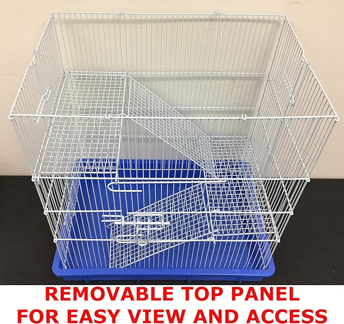 3-Story Rats Mice Mouse Hamster Gerbil Animal Critter House Habitat Cage Narrow 3/8 Inch Wire Body Safety Door Prevent Escape and Stuck with 3-Inch Deep Tray