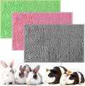 Riakrum 3 Pcs Guinea Pig Bedding Reusable Small Animal Guinea Pig Bed Fleece Pee Pad Absorbency Washable Pet Cage Liner for Bunny Hamsters(Pink, Green, Gray)