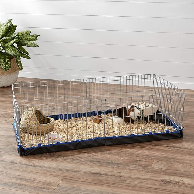 Amazon Basics - Comfortable Indoor-Outdoor Small Pet Guinea Pig Habitat Cage with Canvas Bottom, Blue, 46.65" L x 13.78" W x 23.62" H