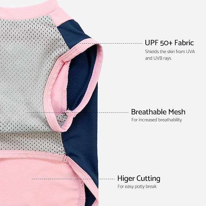 Fitwarm 2 Pack UPF 50+ UV Sun Protection Dog Shirt, Lightweight Breathable Cooling Vest, Quick Dry Dog Summer Clothes for Small Dogs Boy Girl, Reflective Label Pet Cat Outfit, Pink, XS