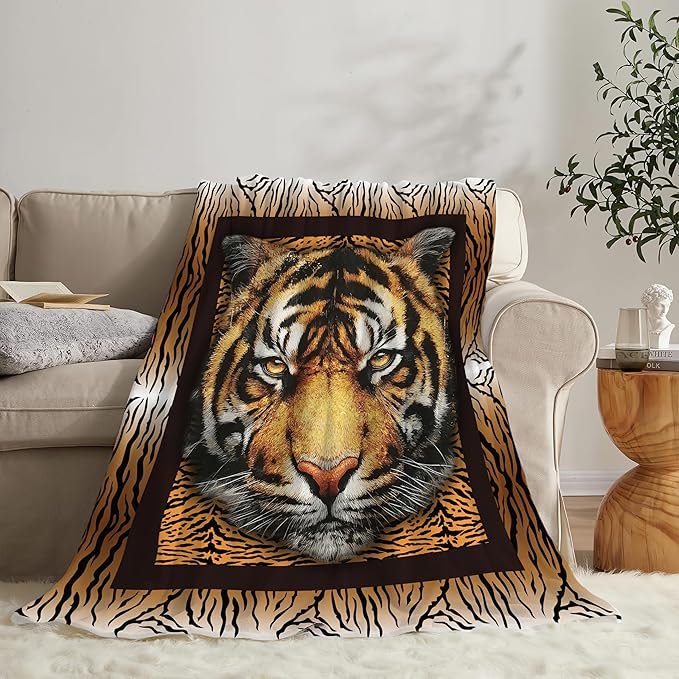 Tiger Throw Blanket Tiger Stuff Gifts for Kids Girls Boys Adults Women Men Soft Cozy Warm Plush Fluffy Fuzzy Fleece Blanket Decor 40''X50''