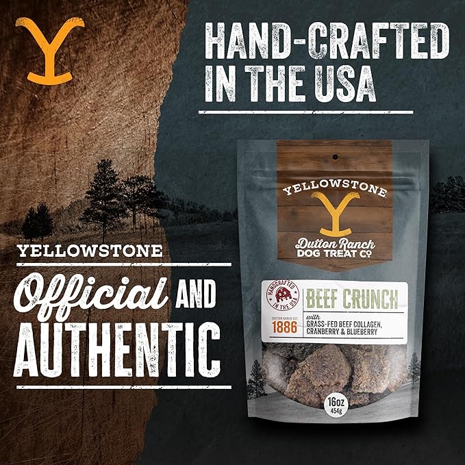 Yellowstone Limited Ingredient Dog Jerky – Air Dried Beef Collagen Crunch – Crunchy & Chewy Texture – Single Protein – Made in USA – 16 oz