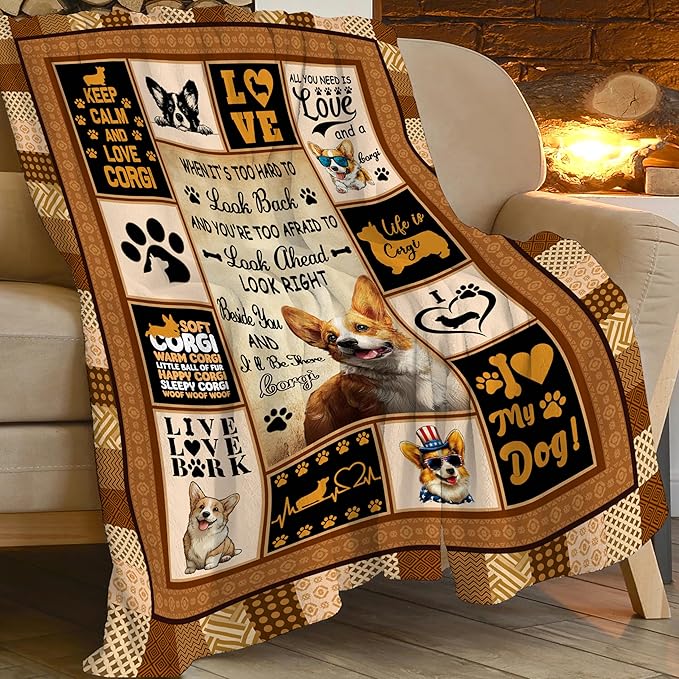 Corgi Throw Blanket Corgi Puppy Stuff Gifts for Dog Lover Kids Girls Boys Adults Women Men Soft Cozy Warm Plush Fluffy Fuzzy Fleece Blanket Decor 50''X60''