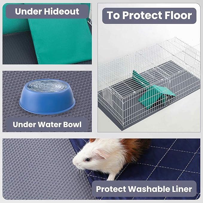 Waterproof Guinea Pig Cage Liner (1 EVA Roll with 5 Stickers), Easily Cut to Fit Hamster & Rabbit Cages, Reusable & Anti-Skid Rabbit Bedding, Ideal for Reptile Enclosures, 18"x79", Gray