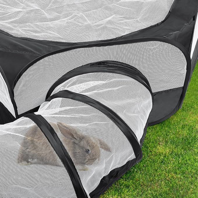 Small Animal Playpen with Surround Tunnel,Waterproof Guinea Pig Cage Breathable Rabbit Cage with Top Cover Pop Open Ferret Toys Hamster Playpen for Chicken Cat Dog Indoor Outdoor Exercise