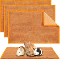 Amylove 4 Pcs Guinea Pig Cage Liner Washable Fleece Pee Pads Pet Dog Cat Bedding Training Mat for Small Animal Guinea Pig Puppy Bunny Hamster(16 x 24 Inch,Rectangular,Orange)