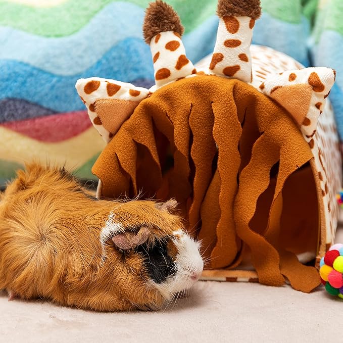 Guinea Pig Hideout - Fleece Tunnel House Cage Accessories for Rat Hamster Hedgehog Chinchilla Small Animal - Playing Sleeping Hunting Resting Washable Tube Bedding Habitats