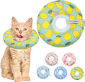 Seyezo Cat Cone Collar Soft, Adjustable Cat Recovery Collars Kitten Cones to Stop Licking, Cute Donut Neck Collar After Surgery, Elizabethan Collar for Cats After Spay (Green Lemon, Small)