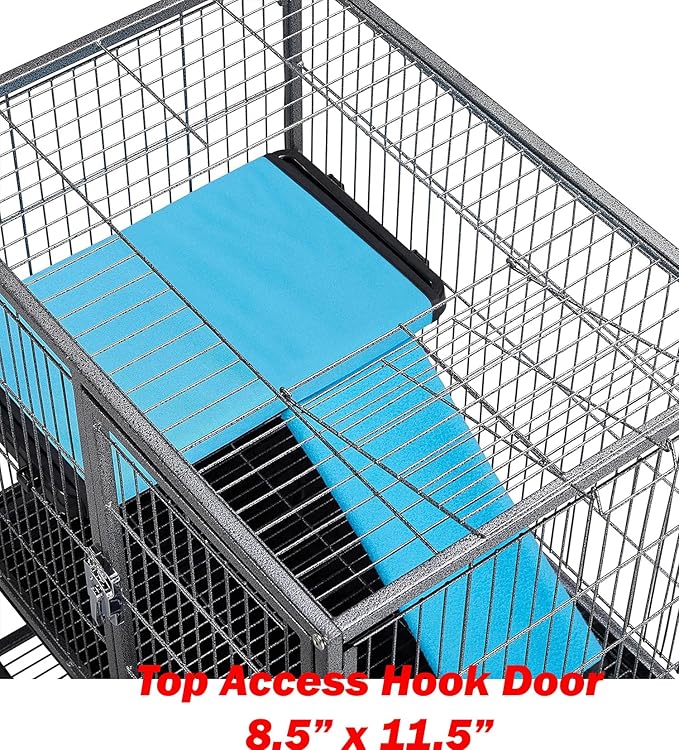 Huge 37" L x 24" W x 39" H Two Tiers Tight 1/2-Inch Bar Spacing Large Front Doors for Feisty Ferret Hammock Chinchilla Rat Mouse Hamster Gerbil Small Animals Critters Rolling Cage