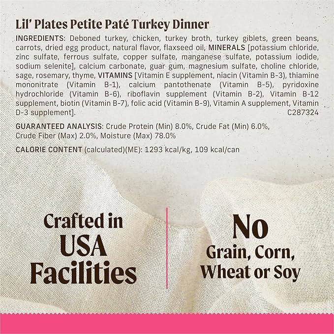 Merrick Lil’ Plates Petite Pates Premium Grain Free Wet Dog Food Variety Pack, Natural Beef, Chicken, Turkey - (Pack of 12) 3 oz. Cans