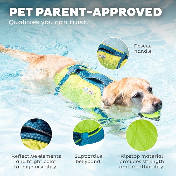Outward Hound Standley Sport Green Performance Dog Life Jacket, Small