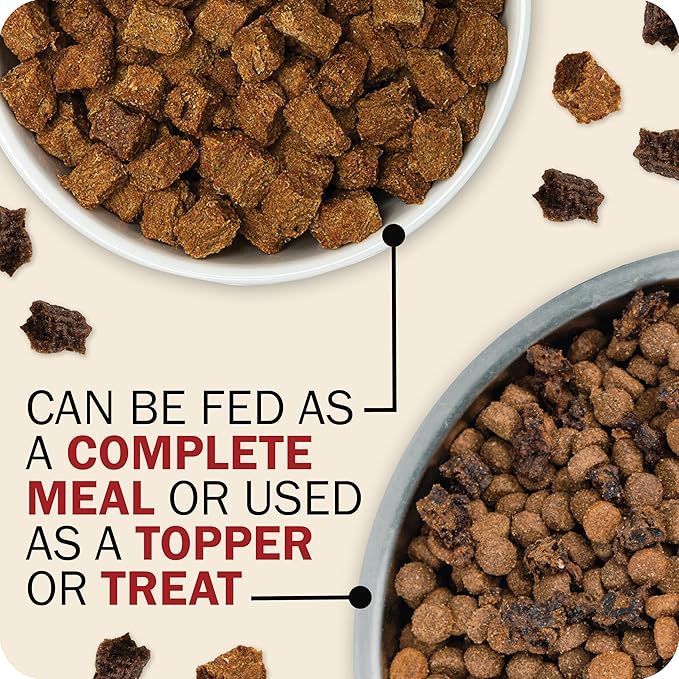Redbarn Powerfood Air Dried Dog Food - 95% Beef & Beef Organs - High Protein Grain-Free Non-GMO Premium Dry Full Feed or Topper Made in USA with Omega 3 Salmon Oil Flaxseed - 2lb
