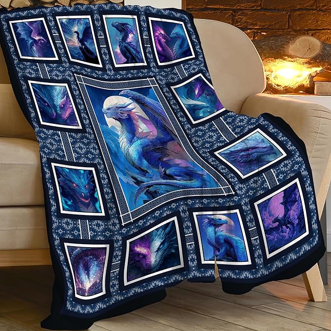 Dragon Throw Blanket Dragon Stuff Gifts for Kids Girls Boys Adults Women Men Soft Cozy Warm Plush Fluffy Fuzzy Fleece Blanket Decor 40''X50''